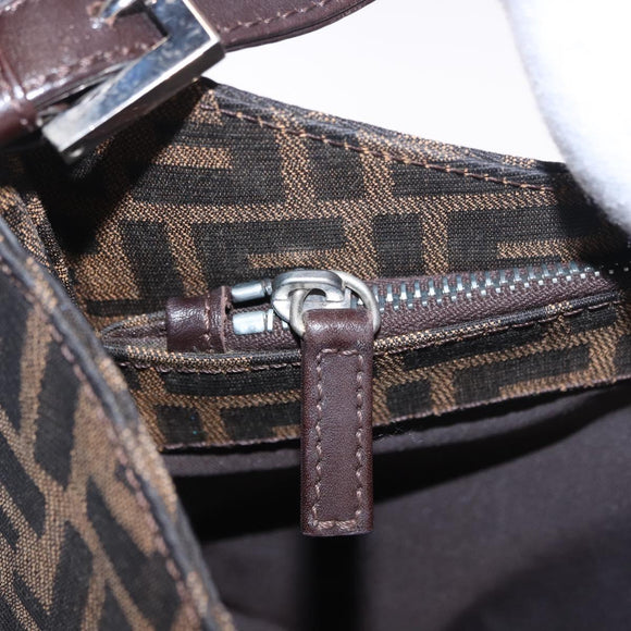 FENDI Zucca Canvas Mamma Baguette Shoulder Bag Brown Black Auth 196776V