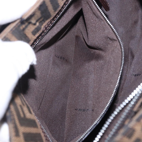 FENDI Zucca Canvas Mamma Baguette Shoulder Bag Brown Black Auth 196776V