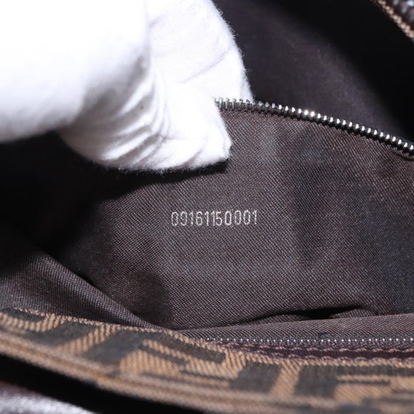 FENDI Zucca Canvas Mamma Baguette Shoulder Bag Brown Black Auth 196776V
