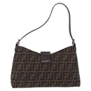 FENDI Zucca Canvas Mamma Baguette Shoulder Bag Brown Black Auth 196776V-3