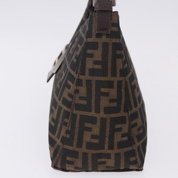 FENDI Zucca Canvas Mamma Baguette Shoulder Bag Brown Black Auth 196776V