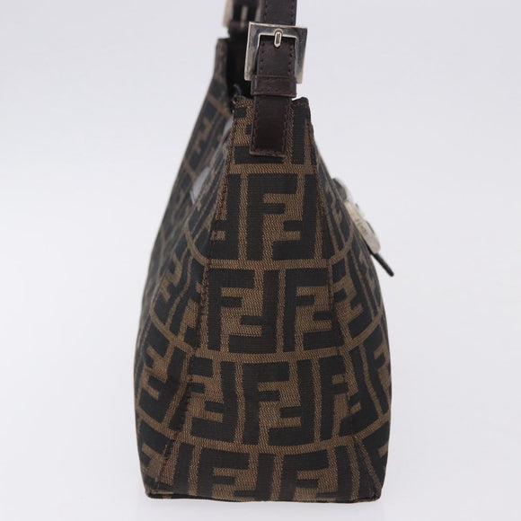 FENDI Zucca Canvas Mamma Baguette Shoulder Bag Brown Black Auth 196776V