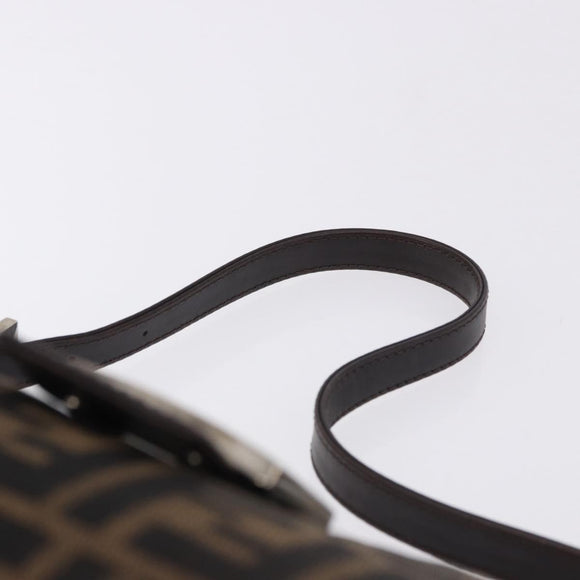 FENDI Zucca Canvas Mamma Baguette Shoulder Bag Brown Black Auth 196776V