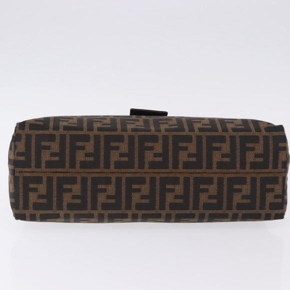 FENDI Zucca Canvas Mamma Baguette Shoulder Bag Brown Black Auth 196776V
