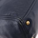 PRADA Hand Bag Leather 2way Navy Gold Auth 196781V-9