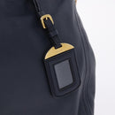 PRADA Hand Bag Leather 2way Navy Gold Auth 196781V-20