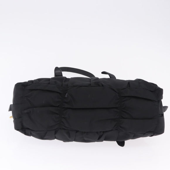 PRADA Hand Bag Nylon 2way Black Gold Auth 196783V