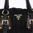 PRADA Hand Bag Nylon 2way Black Gold Auth 196783V-19