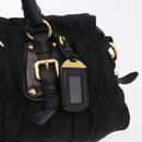 PRADA Hand Bag Nylon 2way Black Gold Auth 196783V-20