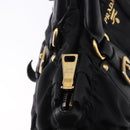 PRADA Hand Bag Nylon 2way Black Gold Auth 196783V-21