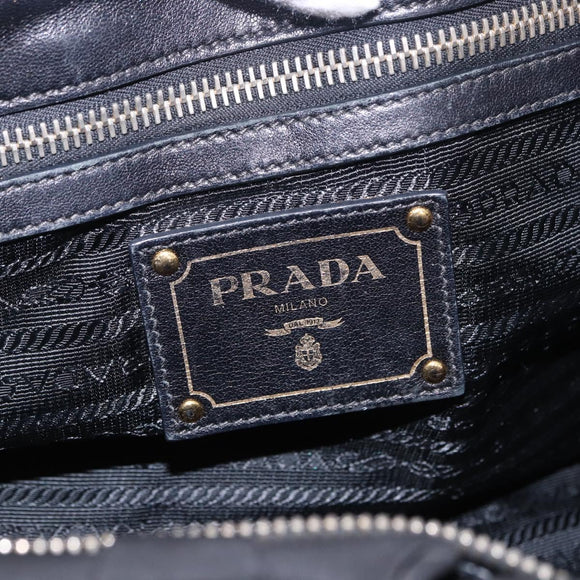 PRADA Hand Bag Nylon 2way Black Gold Auth 196783V