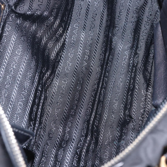 PRADA Hand Bag Nylon 2way Black Gold Auth 196783V