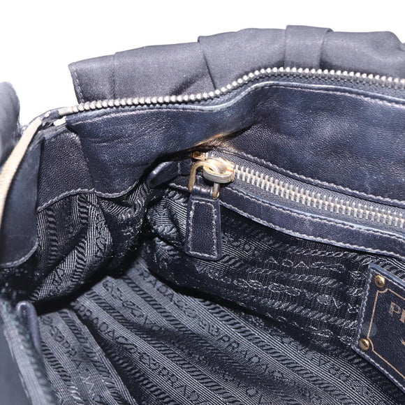 PRADA Hand Bag Nylon 2way Black Gold Auth 196783V