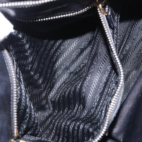 PRADA Hand Bag Nylon 2way Black Gold Auth 196783V