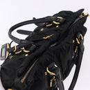 PRADA Hand Bag Nylon 2way Black Gold Auth 196783V-6