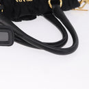 PRADA Hand Bag Nylon 2way Black Gold Auth 196783V-7