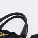 PRADA Hand Bag Nylon 2way Black Gold Auth 196783V-14