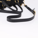 PRADA Hand Bag Nylon 2way Black Gold Auth 196783V-8