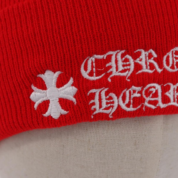 Chrome Hearts Knitted Fabrics Cap Wool Red Auth 196785M