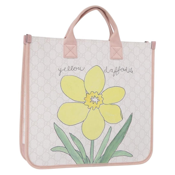 GUCCI GG Supreme Children Tote Bag PVC White 605831 Auth 196787M