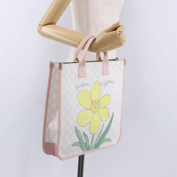 GUCCI GG Supreme Children Tote Bag PVC White 605831 Auth 196787M