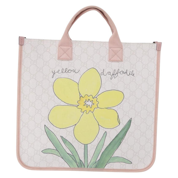 GUCCI GG Supreme Children Tote Bag PVC White 605831 Auth 196787M
