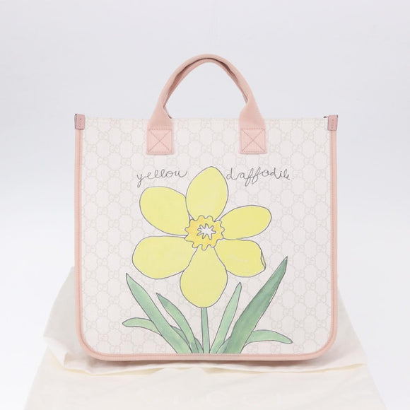 GUCCI GG Supreme Children Tote Bag PVC White 605831 Auth 196787M