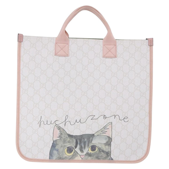 GUCCI GG Supreme Children Tote Bag PVC White 605831 Auth 196787M