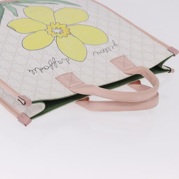 GUCCI GG Supreme Children Tote Bag PVC White 605831 Auth 196787M