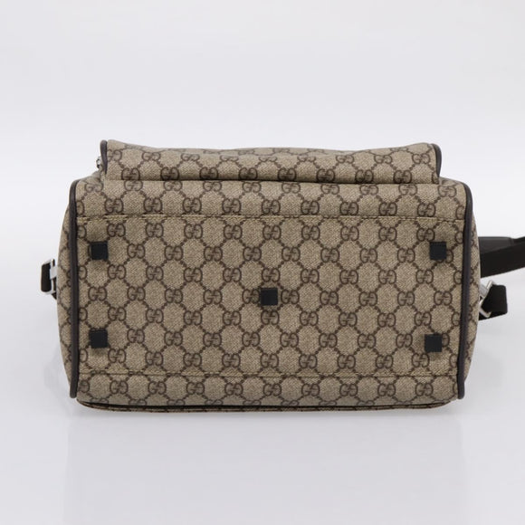 GUCCI GG Supreme Boston Bag PVC 2way Beige Silver 29914 Auth 196788