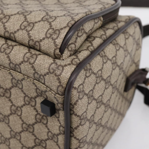 GUCCI GG Supreme Boston Bag PVC 2way Beige Silver 29914 Auth 196788