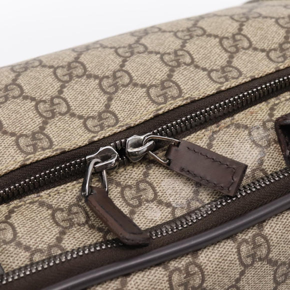 GUCCI GG Supreme Boston Bag PVC 2way Beige Silver 29914 Auth 196788