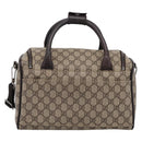 GUCCI GG Supreme Boston Bag PVC 2way Beige Silver 29914 Auth 196788-2