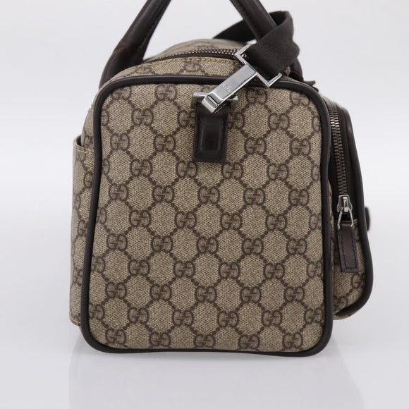 GUCCI GG Supreme Boston Bag PVC 2way Beige Silver 29914 Auth 196788
