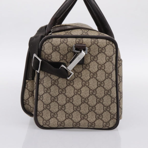GUCCI GG Supreme Boston Bag PVC 2way Beige Silver 29914 Auth 196788