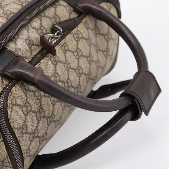 GUCCI GG Supreme Boston Bag PVC 2way Beige Silver 29914 Auth 196788