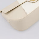 Salvatore Ferragamo Gancini Shoulder Bag Leather Light Beige Gold Auth 196789A-15