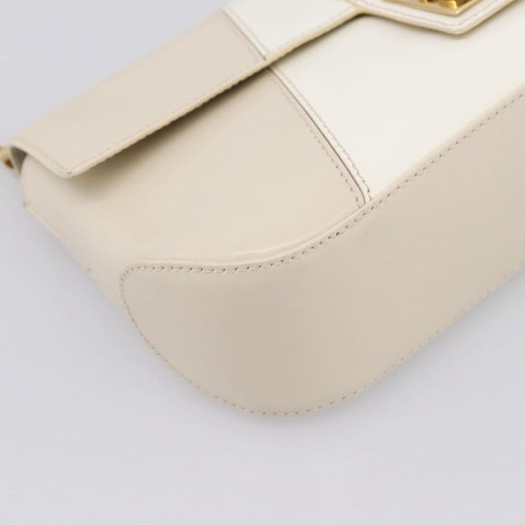 Salvatore Ferragamo Gancini Shoulder Bag Leather Light Beige Gold Auth 196789A