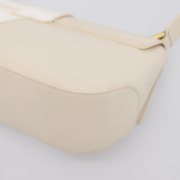 Salvatore Ferragamo Gancini Shoulder Bag Leather Light Beige Gold Auth 196789A