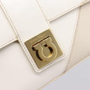 Salvatore Ferragamo Gancini Shoulder Bag Leather Light Beige Gold Auth 196789A-18