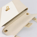 Salvatore Ferragamo Gancini Shoulder Bag Leather Light Beige Gold Auth 196789A-9