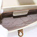 Salvatore Ferragamo Gancini Shoulder Bag Leather Light Beige Gold Auth 196789A-10