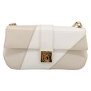 Salvatore Ferragamo Gancini Shoulder Bag Leather Light Beige Gold Auth 196789A-13