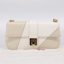 Salvatore Ferragamo Gancini Shoulder Bag Leather Light Beige Gold Auth 196789A-12