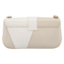 Salvatore Ferragamo Gancini Shoulder Bag Leather Light Beige Gold Auth 196789A-2