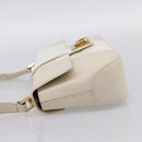 Salvatore Ferragamo Gancini Shoulder Bag Leather Light Beige Gold Auth 196789A-3