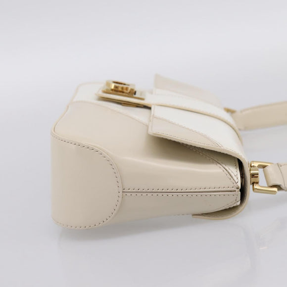 Salvatore Ferragamo Gancini Shoulder Bag Leather Light Beige Gold Auth 196789A