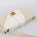Salvatore Ferragamo Gancini Shoulder Bag Leather Light Beige Gold Auth 196789A-6