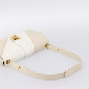 Salvatore Ferragamo Gancini Shoulder Bag Leather Light Beige Gold Auth 196789A-7