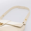Salvatore Ferragamo Gancini Shoulder Bag Leather Light Beige Gold Auth 196789A-8